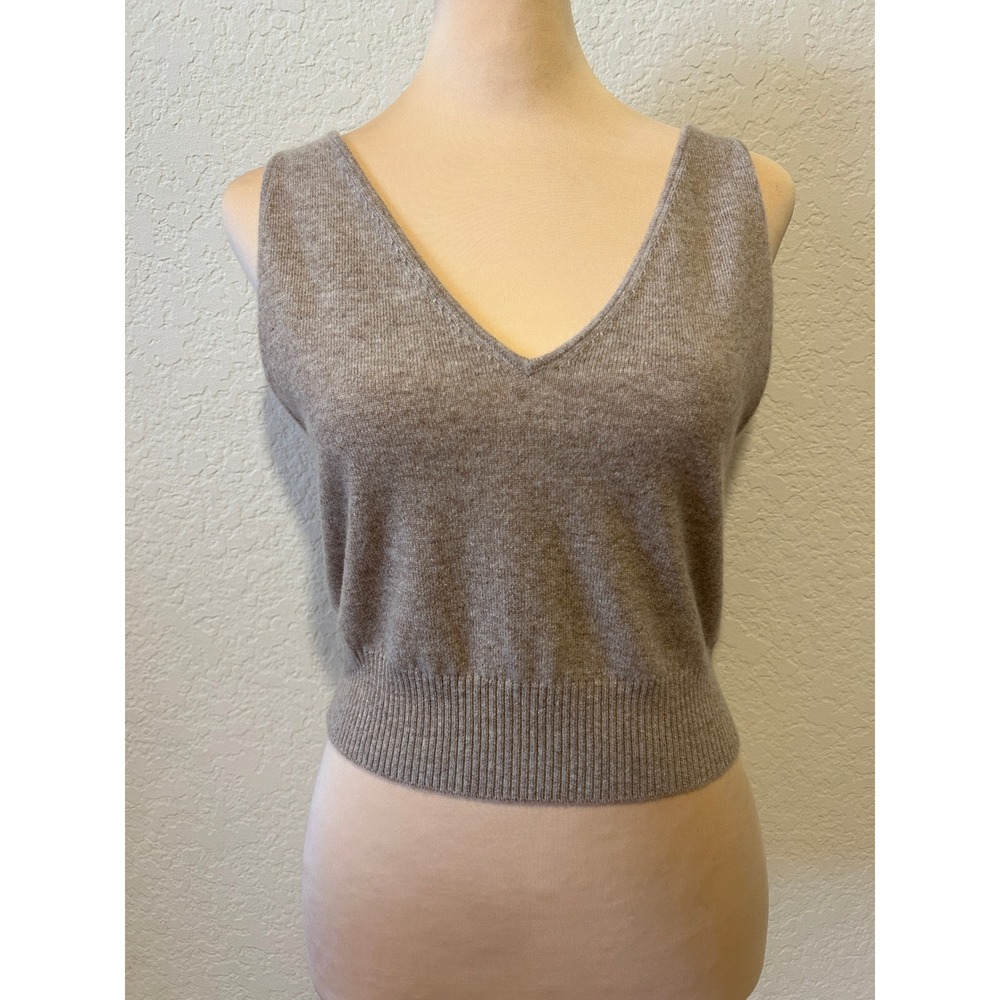 Quince Mongolian Cashmere Cropped Tank Size M Oatmeal Quiet Luxury Minimalist